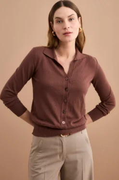 Cardigan Polo in Cotone - TERRA