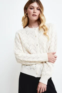 Cardigan Traforato in lana e cashmere - LATTE
