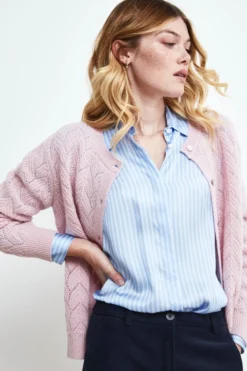 Cardigan Traforato in lana e cashmere - ROSA