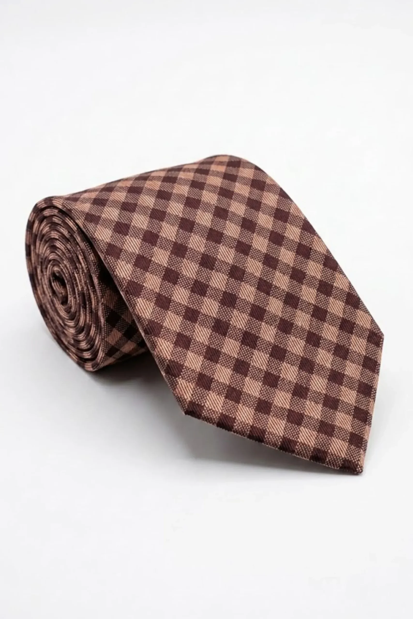 Cravatta Casual in Seta a Quadri- ROSSO QUADRI