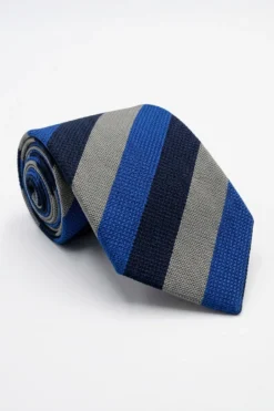 Cravatta Casual in Seta Rigata - RIGATO AZZURRO/BLU