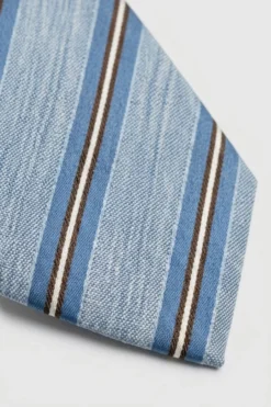 Cravatta in Lino e Seta a Righe - AZZURRO RIGATO