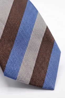 Cravatta in Seta Rigata - RIGATO BLU/MARRONE