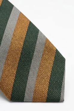 Cravatta in Seta Rigata - RIGATO VERDE/BEIGE