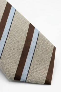 Cravatta Jacquard in Cotone e Seta a Righe - BEIGE RIGATO