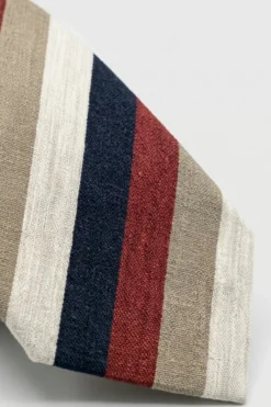 Cravatta Jacquard in Seta a Righe - RIGATO BLU/ROSSO