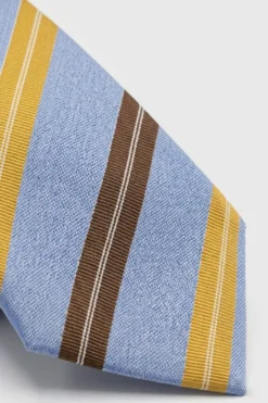 Cravatta Jacquard in Seta Rigata - RIGATO AZZURRO/MARRONE