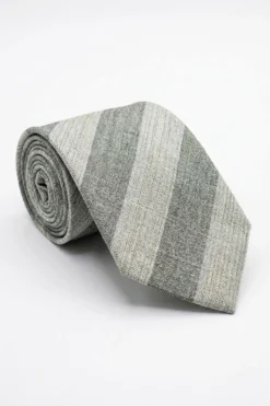 Cravatta Misto Lino a Fantasia Rigata - BEIGE RIGATO