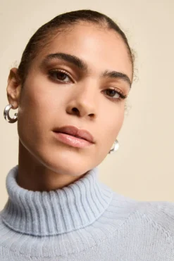 Dolcevita a Righe in Lana e Cashmere con Manica Raglan - AZZURRO/ECRU