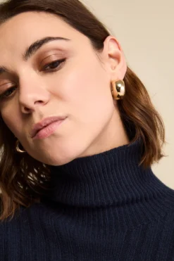 Dolcevita in Lana e Cashmere con Treccia - BLU