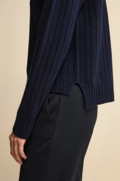 Dolcevita in Lana e Cashmere con Treccia - BLU