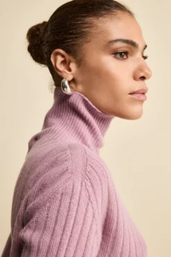Dolcevita in Lana e Cashmere con Treccia - LILLA