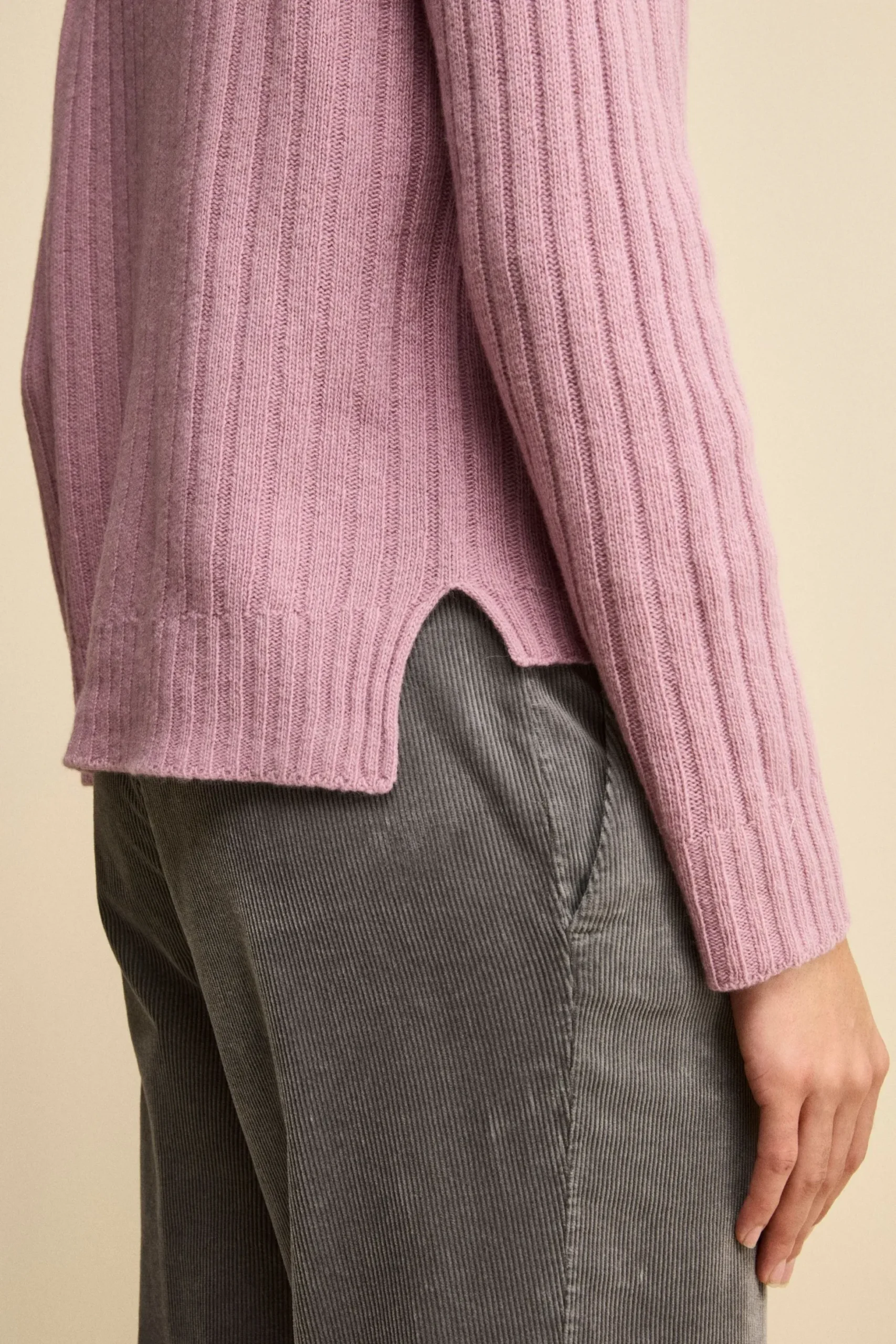 Dolcevita in Lana e Cashmere con Treccia - LILLA