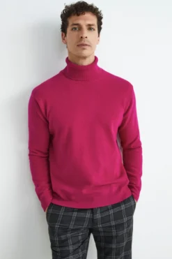 Dolcevita in lana e cashmere - MAGENTA