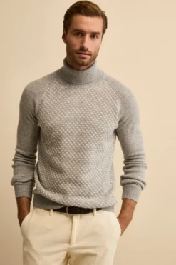 Dolcevita Jacquard in Lana e Cashmere - GRIGIO/BEIGE