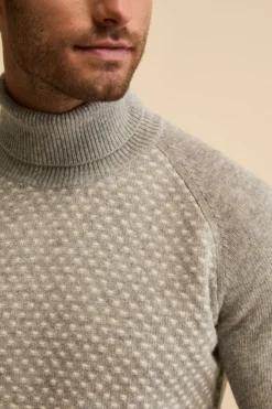 Dolcevita Jacquard in Lana e Cashmere - GRIGIO/BEIGE