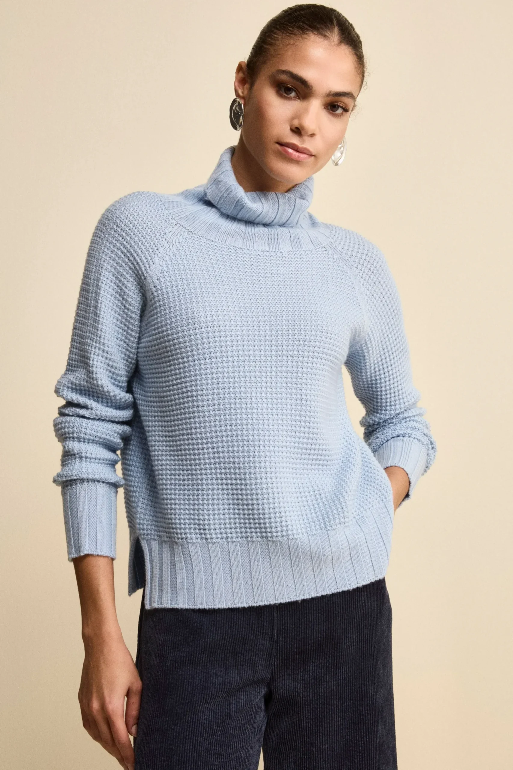 Dolcevita Morbido Lavorato in Lana Merino - AZZURRO