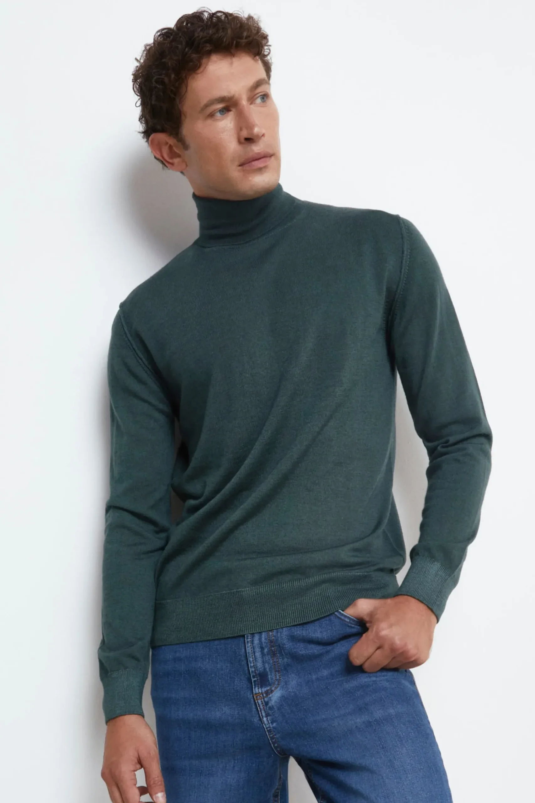 Dolcevita Uomo in Lana Merino - VERDE MILITARE