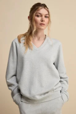 Felpa Lurex con Scollo a V - AZZURRO