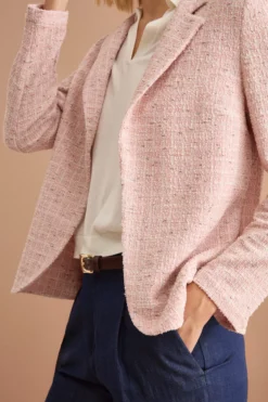Giacca Aperta in Misto Cotone Bouclé con Lurex - ROSA