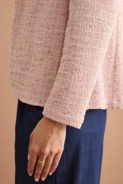 Giacca Aperta in Misto Cotone Bouclé con Lurex - ROSA