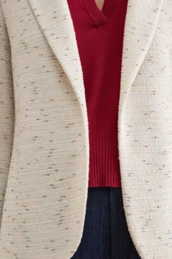 Giacca Aperta in Misto Cotone Bouclé con Lurex - BIANCO