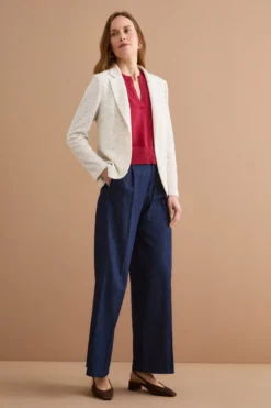 Giacca Aperta in Misto Cotone Bouclé con Lurex - BIANCO