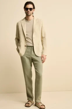 Giacca Beige in Lino - BEIGE