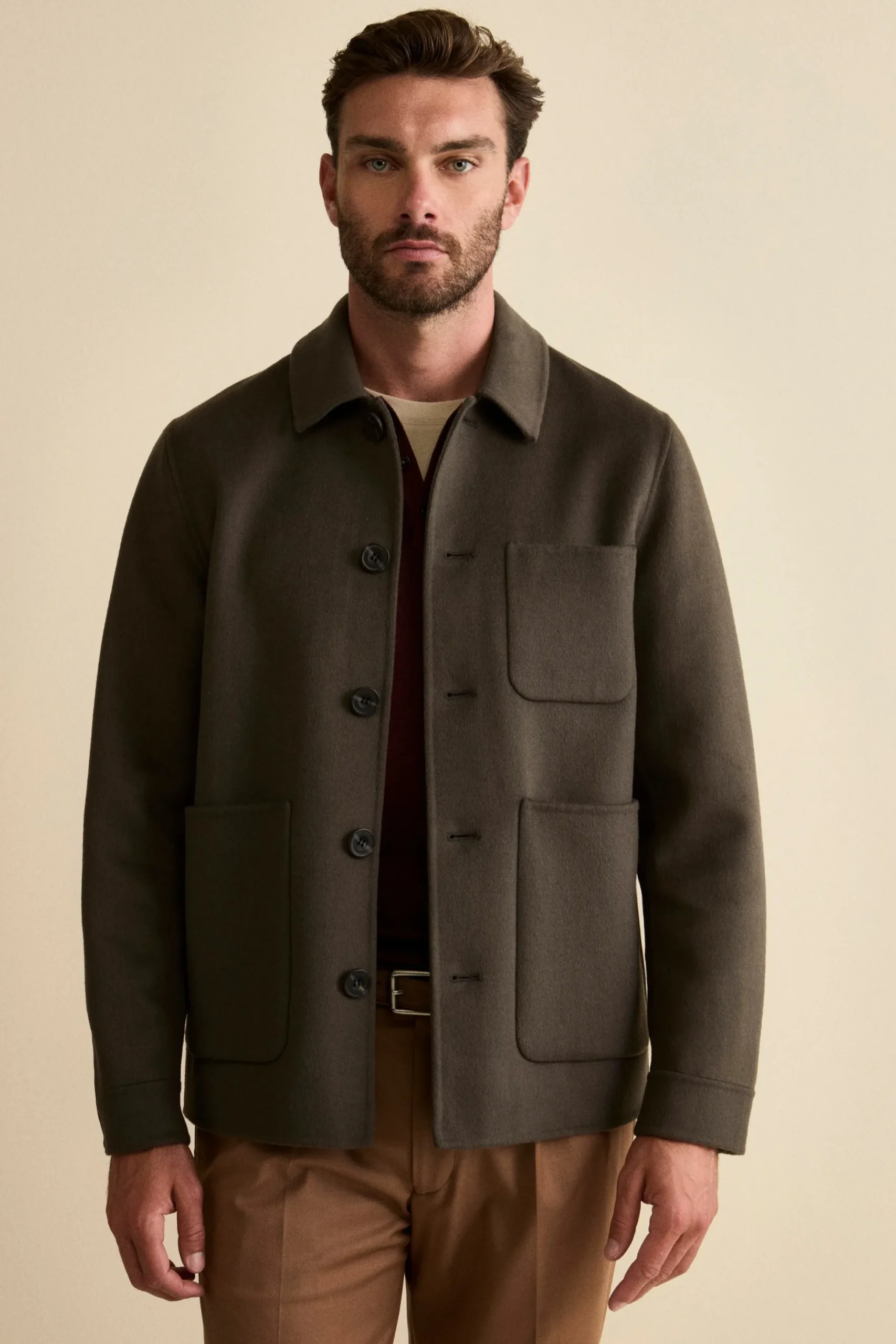 Giacca Camicia in Misto Lana - GRIGIO SCURO
