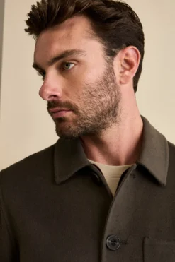 Giacca Camicia in Misto Lana - GRIGIO SCURO