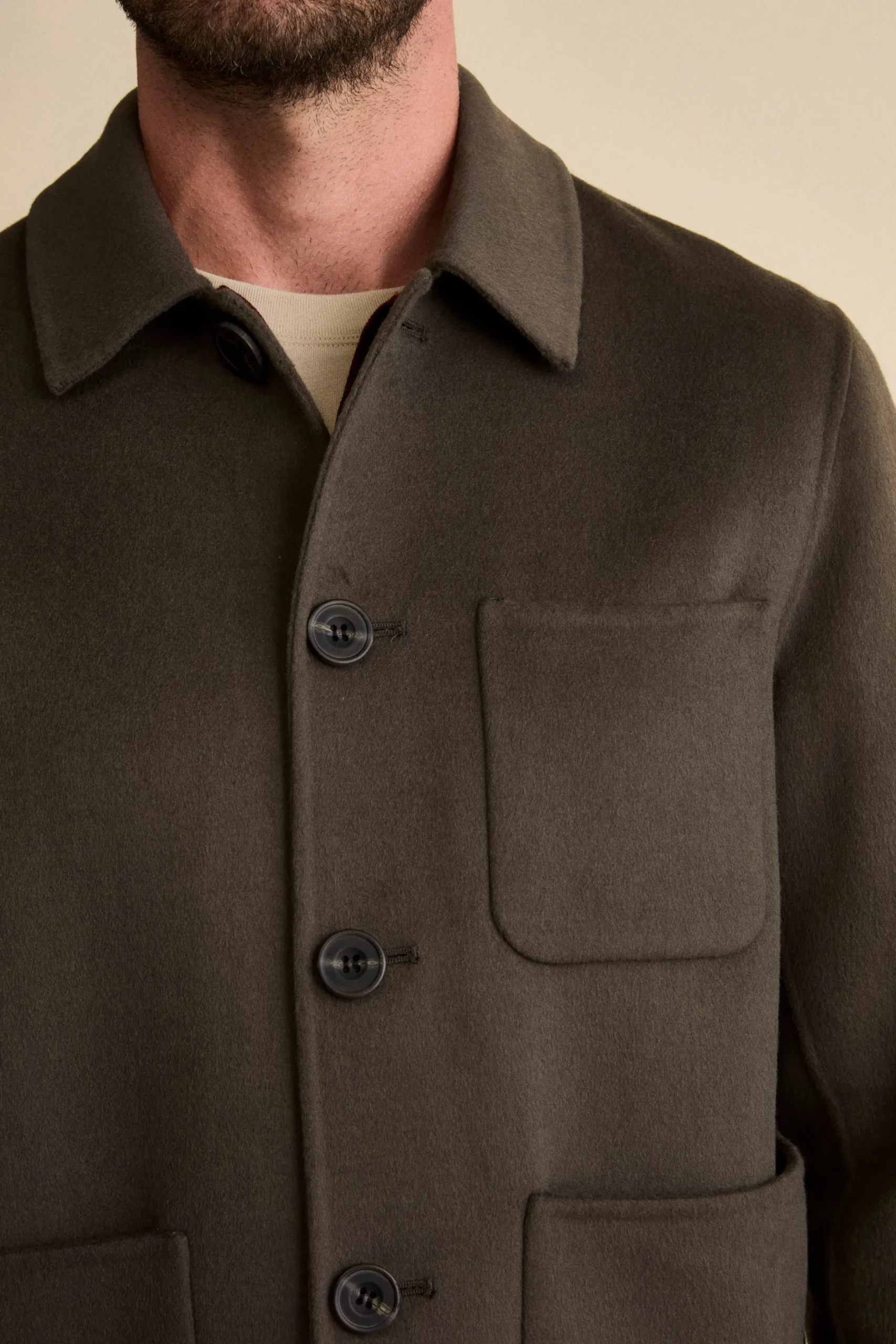Giacca Camicia in Misto Lana - GRIGIO SCURO