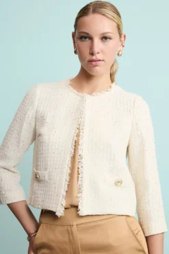 Giacca Chanel Elegante con Paillettes - AVORIO