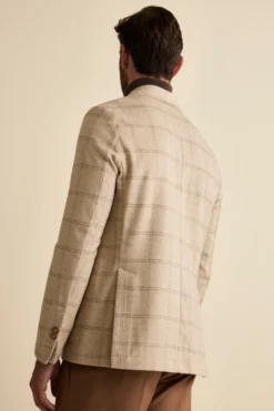Giacca Check Destrutturata in Misto Lana - BEIGE