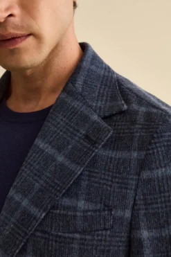 Giacca Check Destrutturata in Misto Lana - BLU