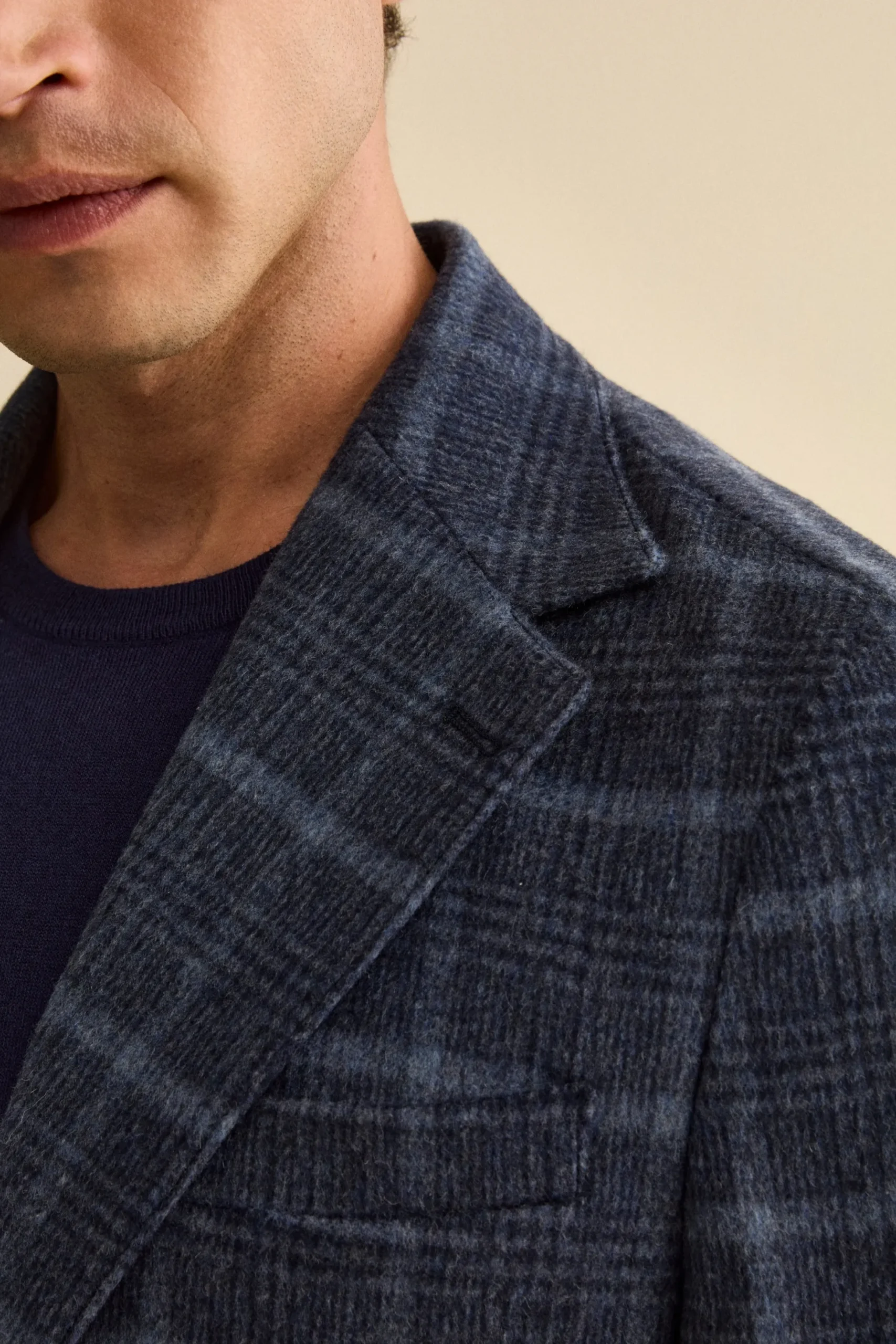 Giacca Check Destrutturata in Misto Lana - BLU
