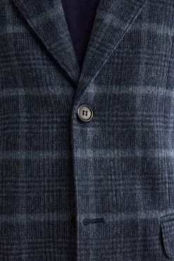 Giacca Check Destrutturata in Misto Lana - BLU