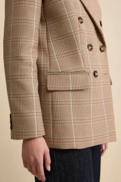 Giacca Check Doppiopetto in Misto Cotone - CAMMELLO QUADRI