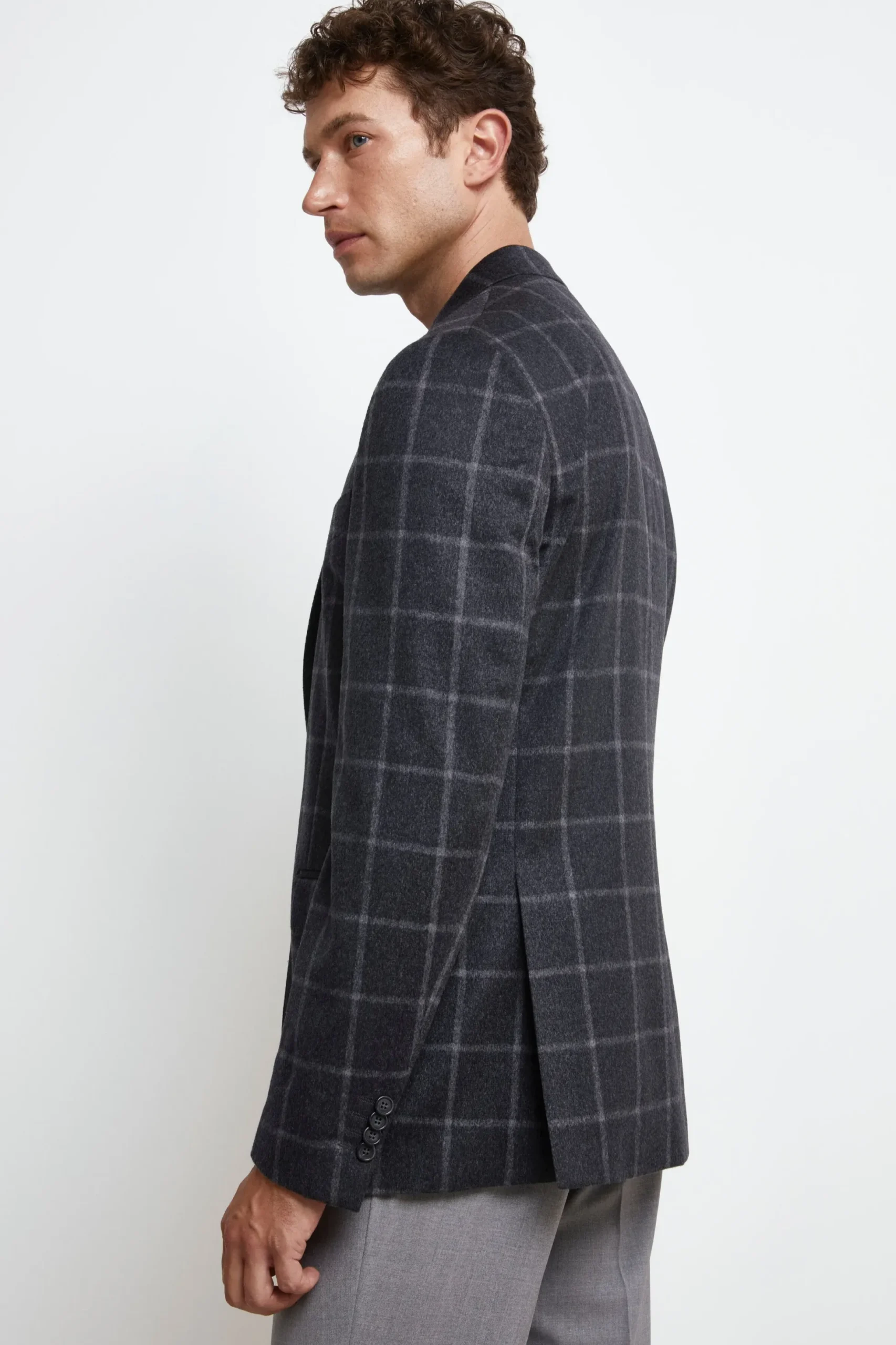 Giacca Check in Cashmere - GRIGIO QUADRI