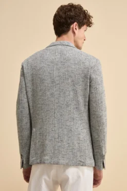 Giacca Check in Jersey - BLU/BIANCO