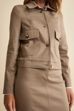 Giacca Corta in Gabardina con Tasche - TORTORA