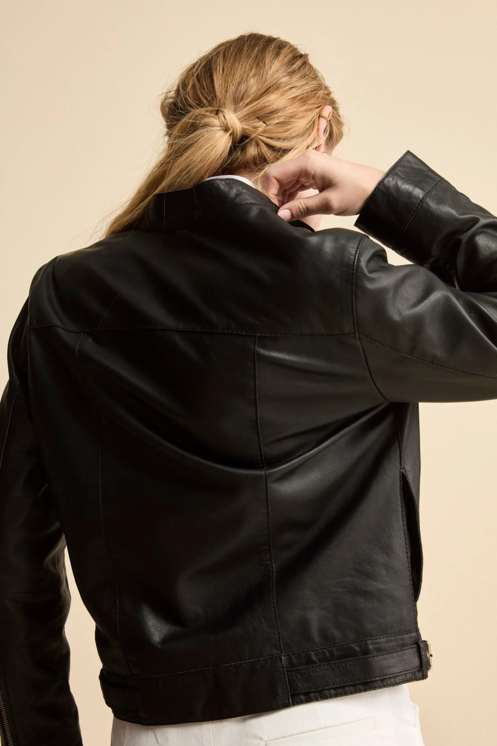 Giacca di Pelle Coreana con Zip - NERO