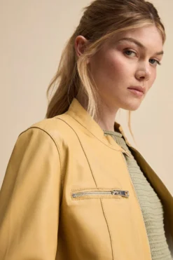Giacca di Pelle Coreana con Zip - GRANO