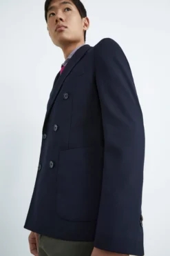 Giacca doppiopetto in jersey - BLU
