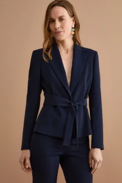 Giacca Elegante da Cerimonia in Cady con Cintura - BLU