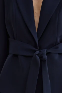 Giacca Elegante da Cerimonia in Cady con Cintura - BLU