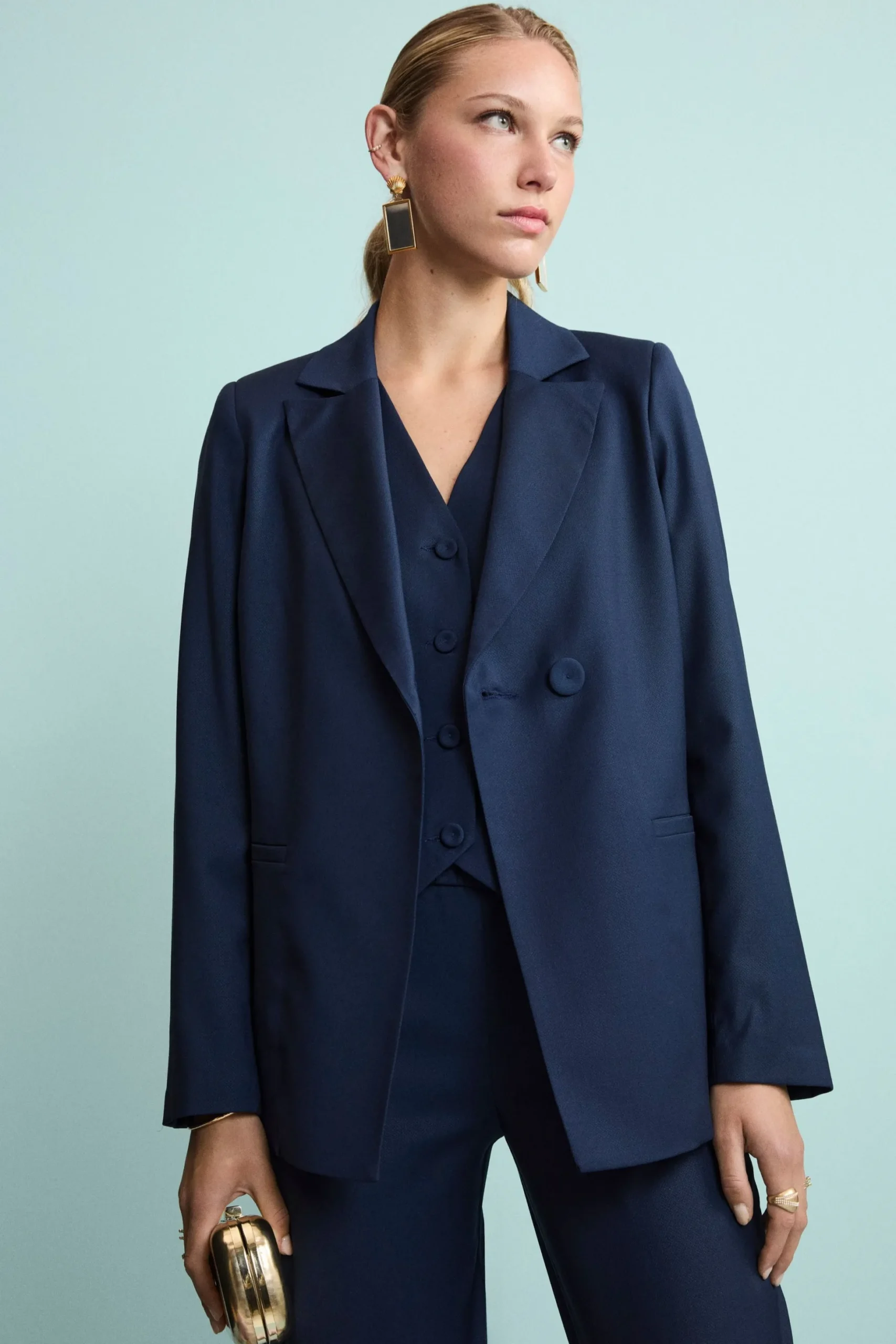 Giacca Elegante Foderata in Lana Vergine - BLU