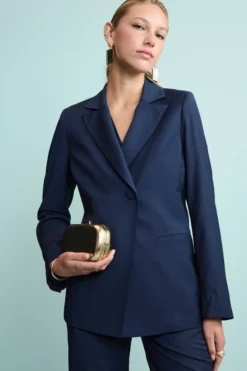 Giacca Elegante Foderata in Lana Vergine - BLU