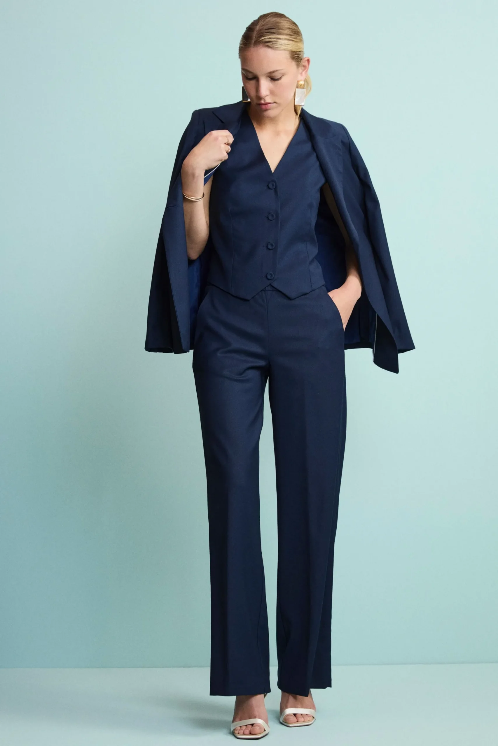 Giacca Elegante Foderata in Lana Vergine - BLU