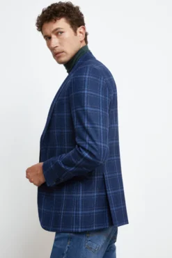 Giacca Elegante in Lana - BLU QUADRI