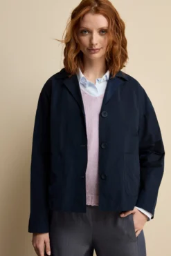 Giacca Impermeabile Sfoderata in Misto Cotone - BLU